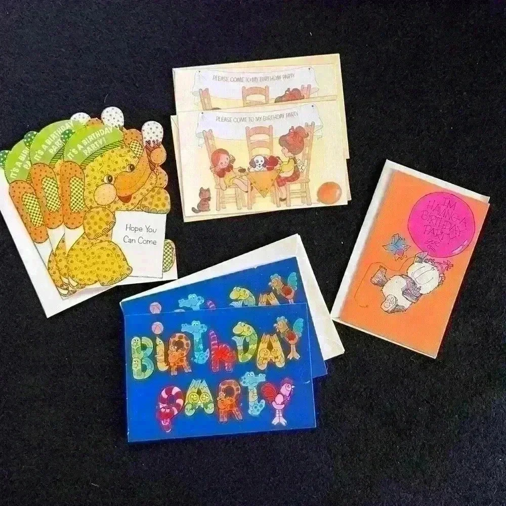 Vintage 70s/80s- Birthday Party Invitations Bundle- 4 designs - Picture 1 of 15